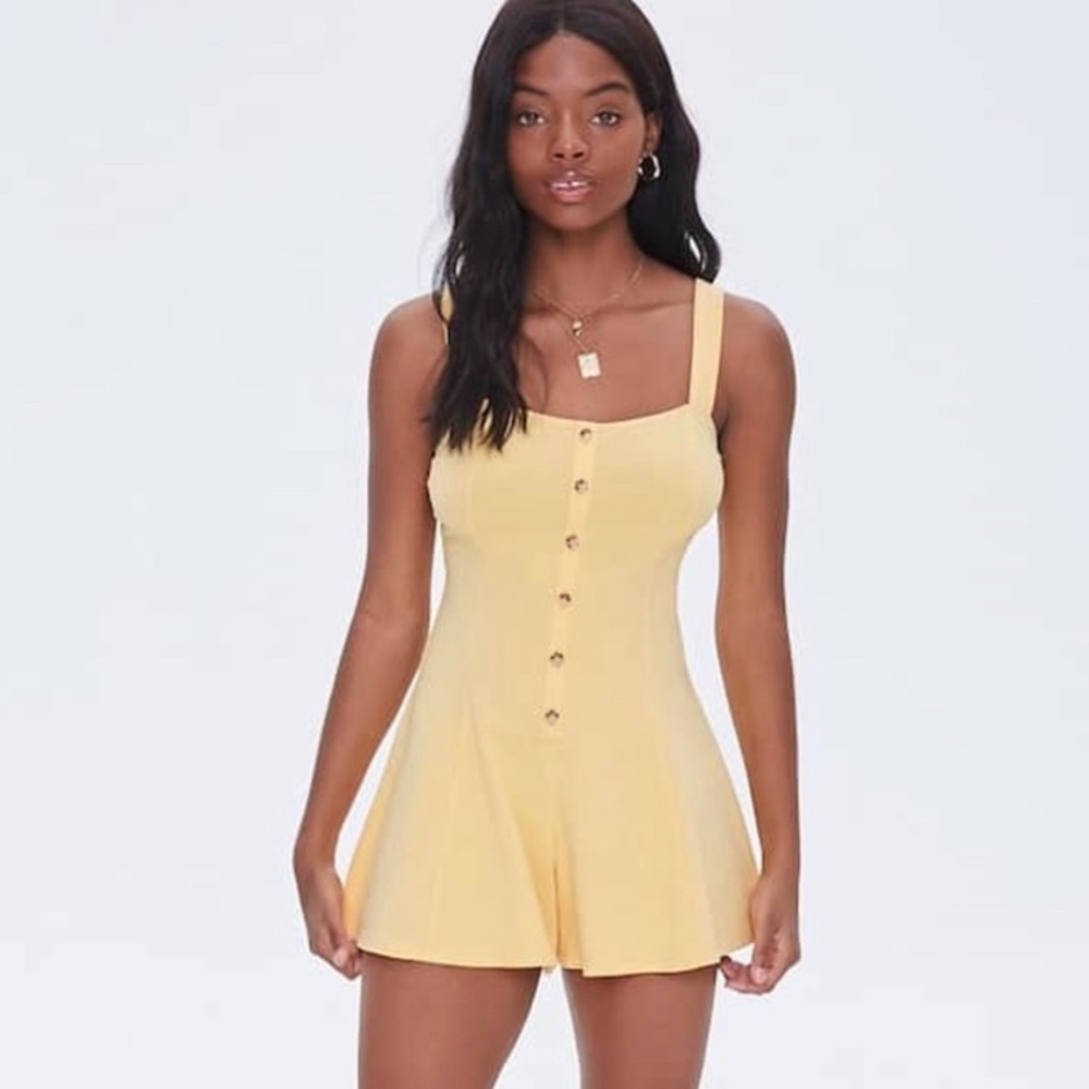 Yellow Flare Sweatheart Romper
